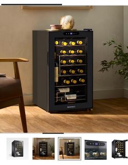 Wine Enthusiast Wine Fridge - Freestanding Refrigerator with Matrix Shelves, Adjustable Double Pane Glass Door, & LED Display. Used in good condition