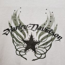 Harley Davidson Cream Pullover Turtle Neck Sweater Cotton Women's Size L 