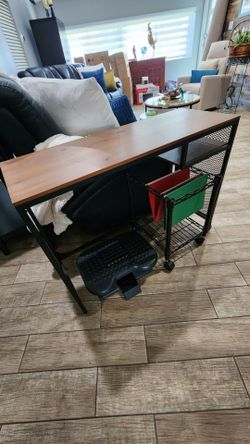 Small desk with chair and filing cabinet