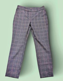NWT Dalia Women's Pull-On Ponte Dress Pants - Size L Plaid Gray Combo