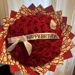 Huge Red Ramo Eternal Rose Bouquet 