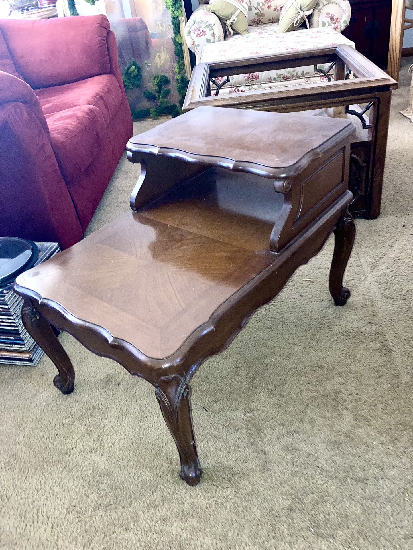 Mid Century French Provincial 2-Tier Telephone Table