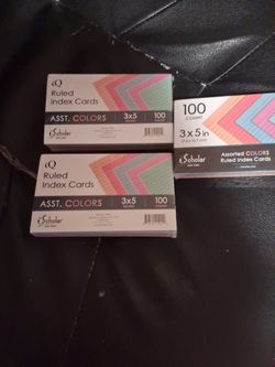 Ruled Index Cards. Colored. 3x5 In 100 Count. NEW