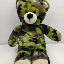 Build a Bear Green Camo Camouflage Plush 16" Green Stuffed Animal BABW