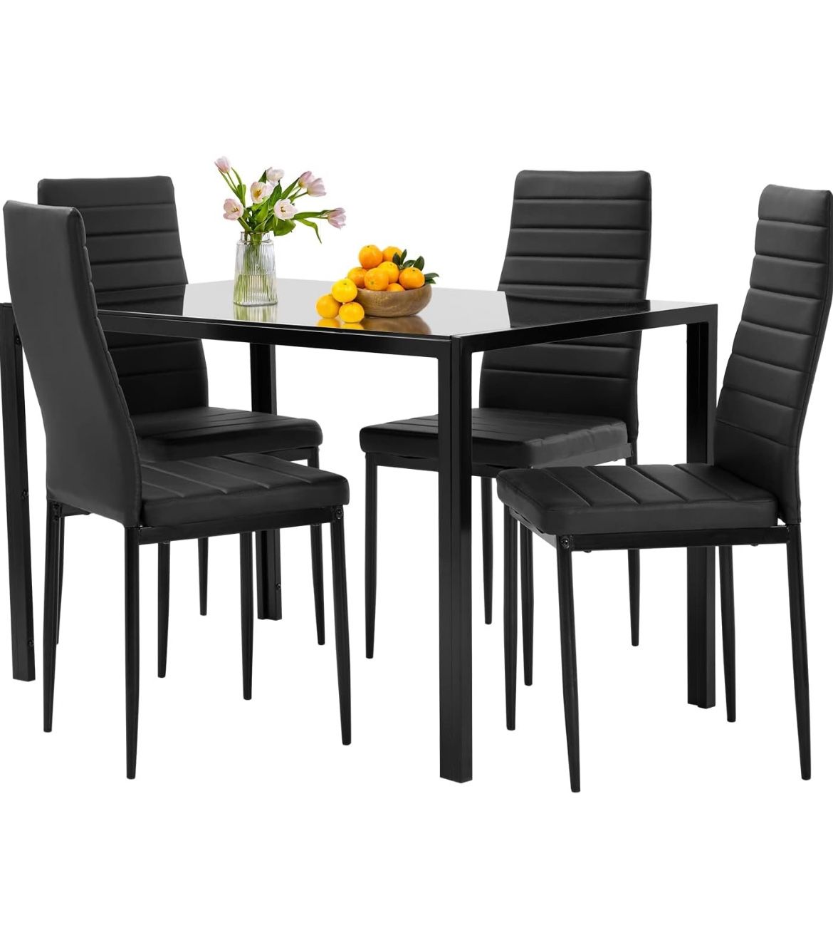 FDW Dining Table Set Glass Dining Room Table Set for Small Spaces Kitchen Table and Chairs for 4 Table with Chairs