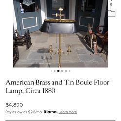 Antique Floor Lamp, Brass Banker, 