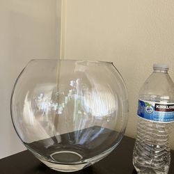 Beautiful Pressed Glass Elliptical Vase with Weighted Bottom