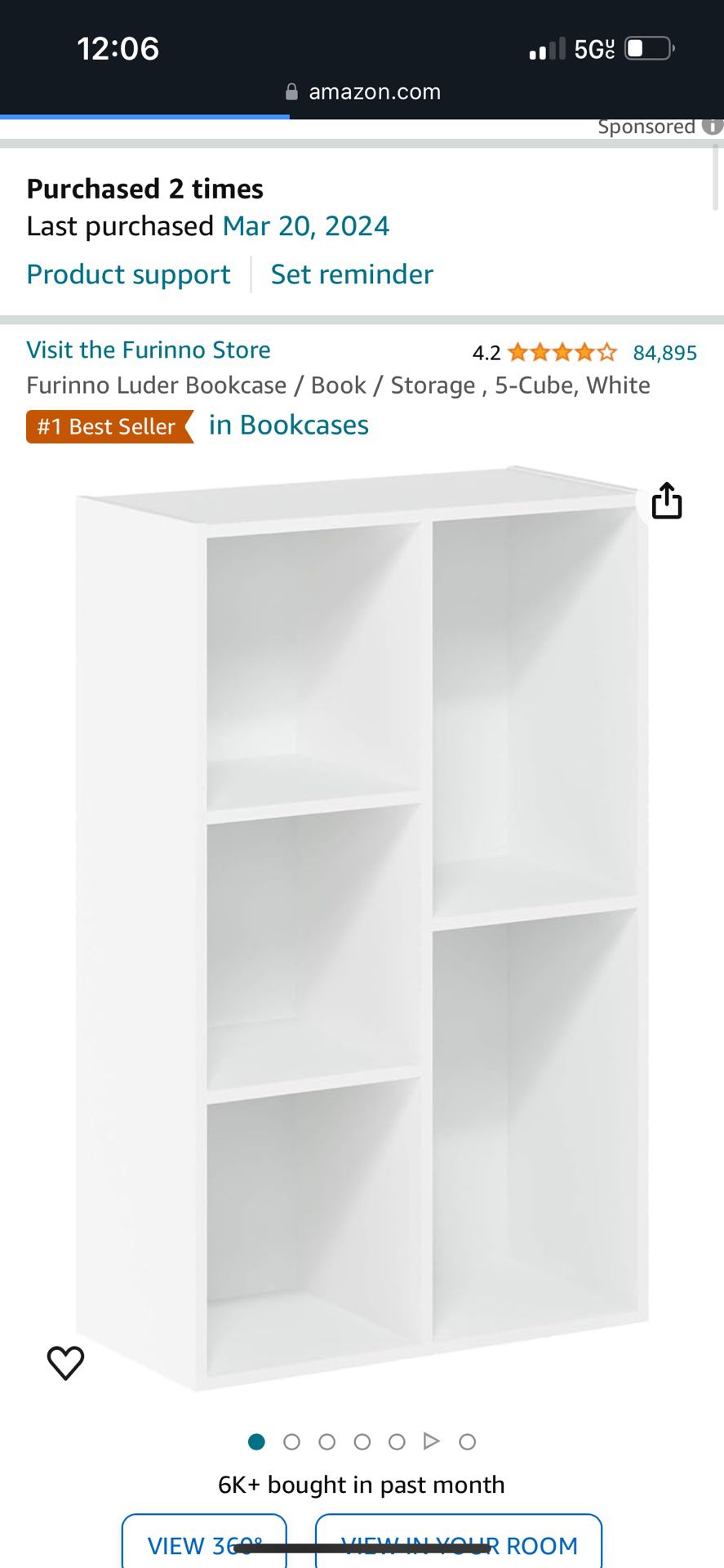 Bookcase / Book / Storage , 5-Cube, White