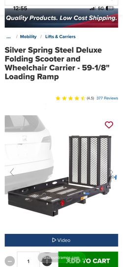 Silver Spring Steel Deluxe Folding Scooter and Wheelchair Carrier - 59-1/8" Loading Ramp