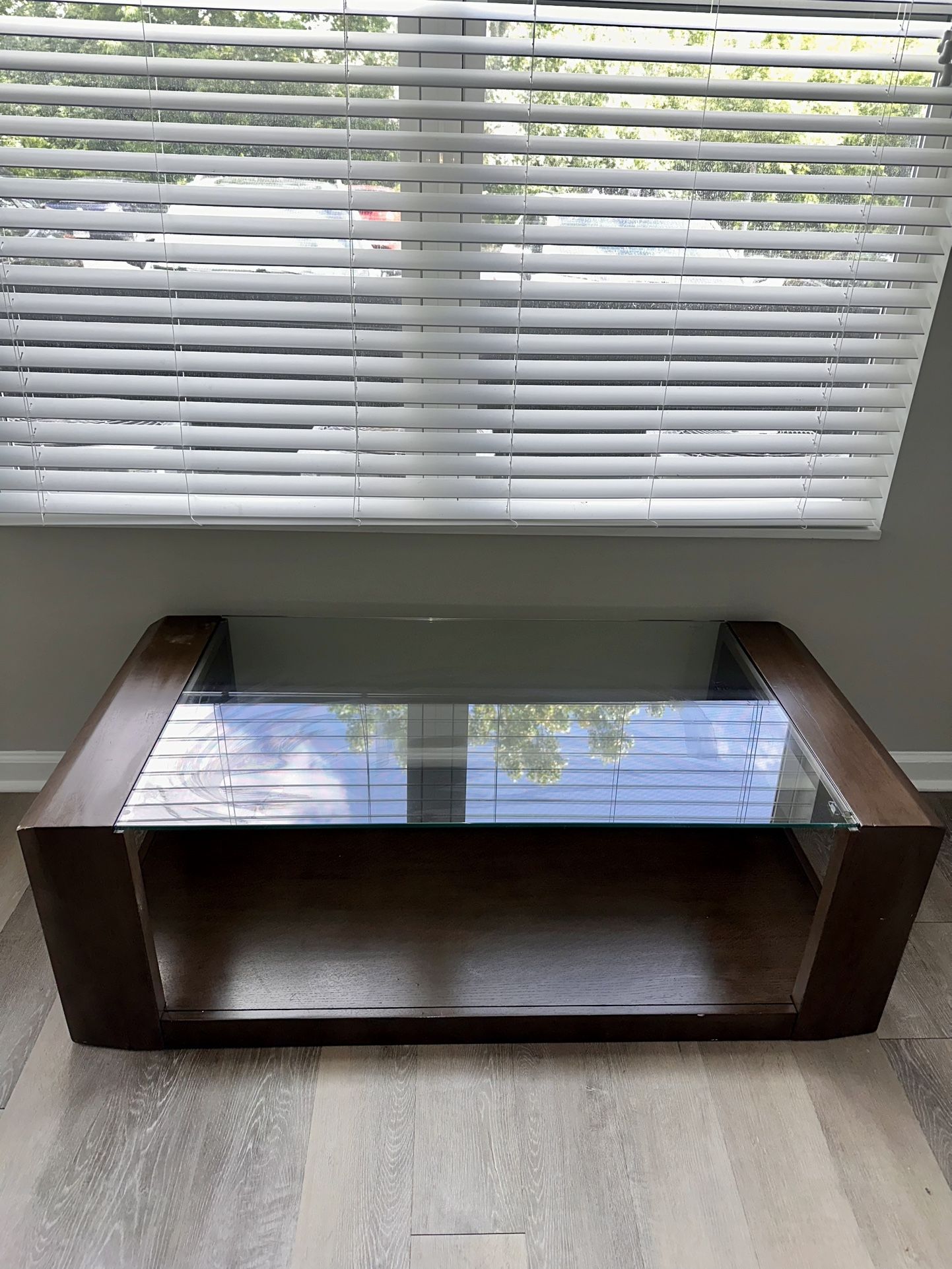 Solid Wood Glass Top Coffee Table