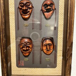 9 Vintage Korean Masks from 1988 Seoul Olympics - Hahoe Byulshin Daewang Framed  National Treasure No. 121 hotaltal episode 
