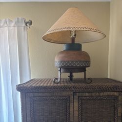 BEAUTIFUL LAMP WITH ACCENT BORDER IN TEAL