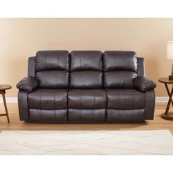 79” Manual Reclining Sofa Faux Leather Brown – $1,030 Retail – Open Box – Delivery Available