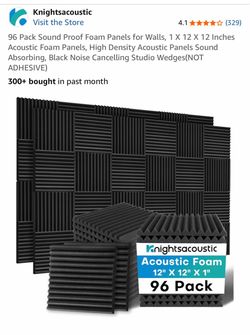 2 sets of Knightsacoustic 96 Pack Sound Proof Foam Panels for Walls, 1 X 12 X 12 Inches Acoustic Foam Panels