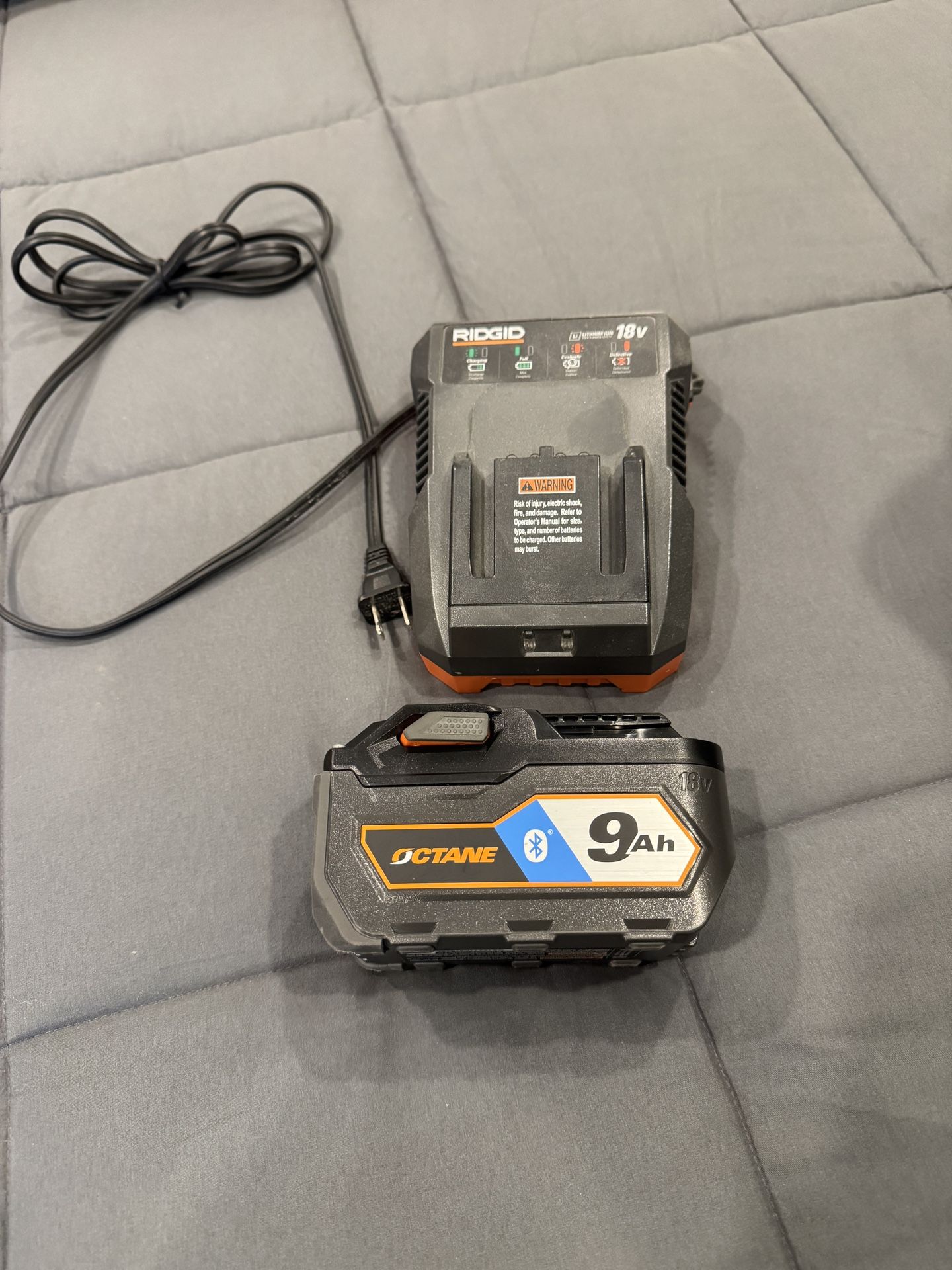 Ridgid 18V 9.0ah Octane Battery and charger