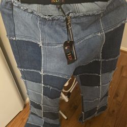 Raise The Vibration Patchwork Denim Flares