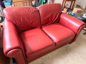 Red Leather Loveseat Sofa