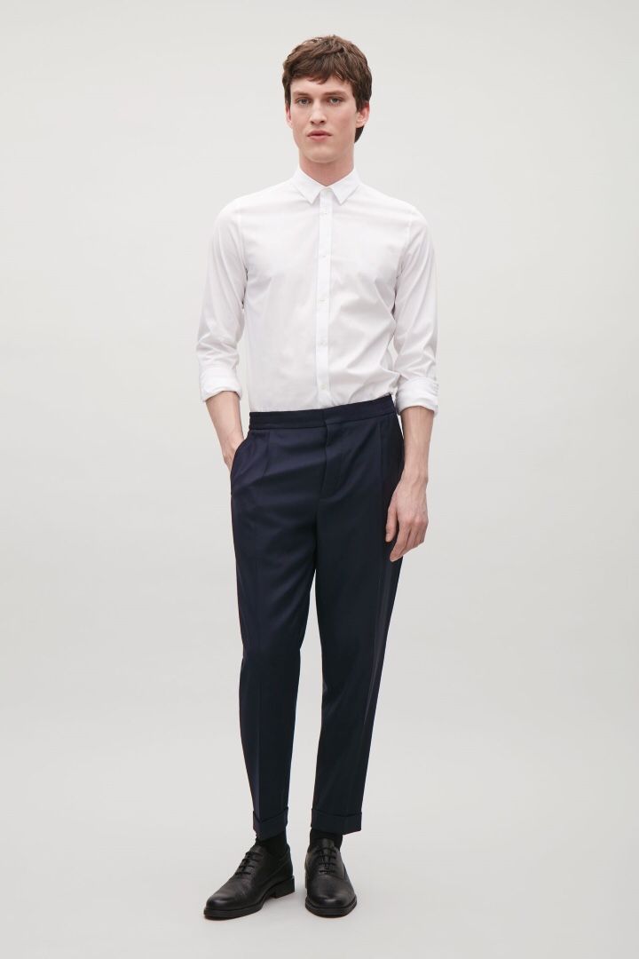 COS Relaxed Turn-Up Trousers, Indigo, Men’s 36R
