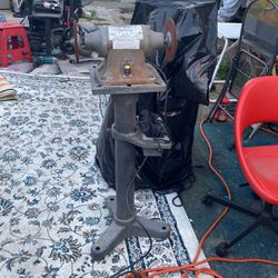 Industrial Bench Grinder In Great Condition Works Awesome Extra Attachments And Steel Box That Detaches From Foundation