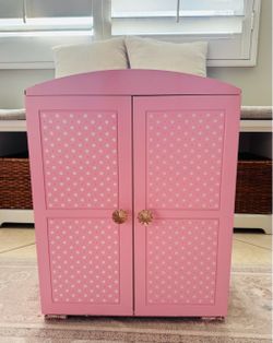 Batter Pink Wooden Doll closet