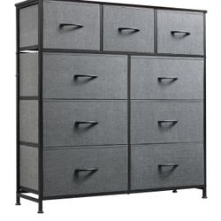 WLIVE 9-Drawer Dresser, Fabric Storage Tower for Bedroom, Hallway, Entryway, Closet, Tall Chest Organizer Unit with Fabric Bins, Steel Frame, Wood Top