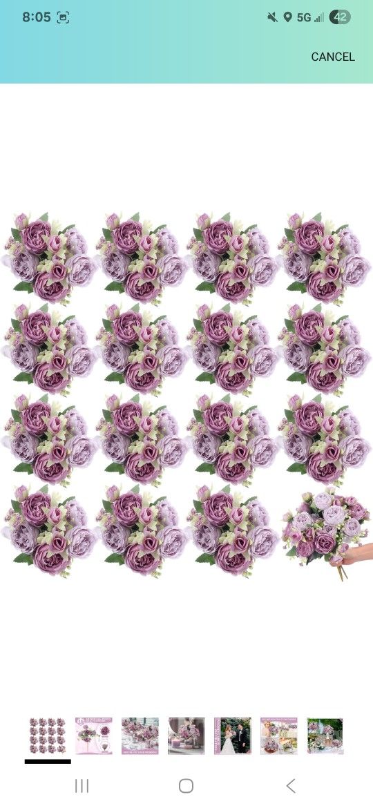 16 Bundles Artificial Peonies Silk Peonies Faux Flower Bouquet Fake Peony Flower Arrangements Table Centerpieces for Vase Wedding Party Boho Home Offi