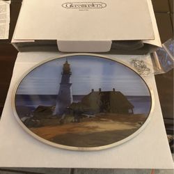 Vintage Glassmasters 9.5” Oval Lighthouse Seascape Stained Glass Suncatcher 