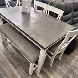 🪑 Dining Table Set W/ 4 Chairs & Bench Seats 6