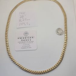 14k Gold 28" Miami Cuban Link Chain