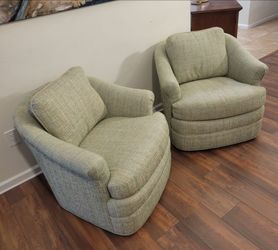 Vintage swivel barrel chairs