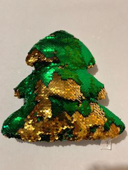 Green and Gold Reversible Sequin Christmas Tree Plush