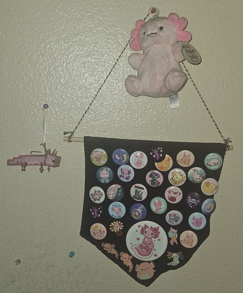 Axolotl Stickers And Lots Of Pins Everything In Pictures