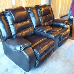 Dark Brown Genuine Leather Couch Recliners!