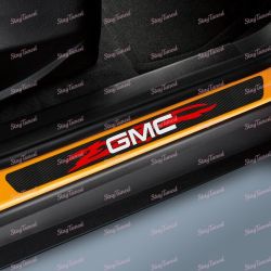 4PCS Carbon Fiber Car Door Scuff Sill Cover Panel Step Protector For GMC -(3-SDSR-GMC-BK