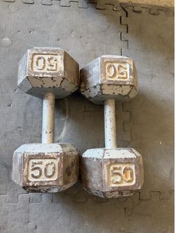 Pair of 50 lb Hex Dumbbells – 100 lbs Total