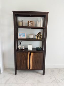 Solid Wood Bookcase with Storage