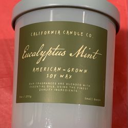 New California candle company Eucalyptus Mint 9 ounce soy wax candle (made with essential oils) 