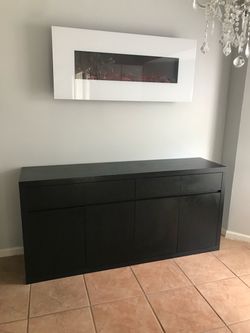 Black Wood Sideboard Buffet Cabinet