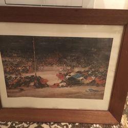Vintage Goya Print With Beautiful Wide Oak Frame.