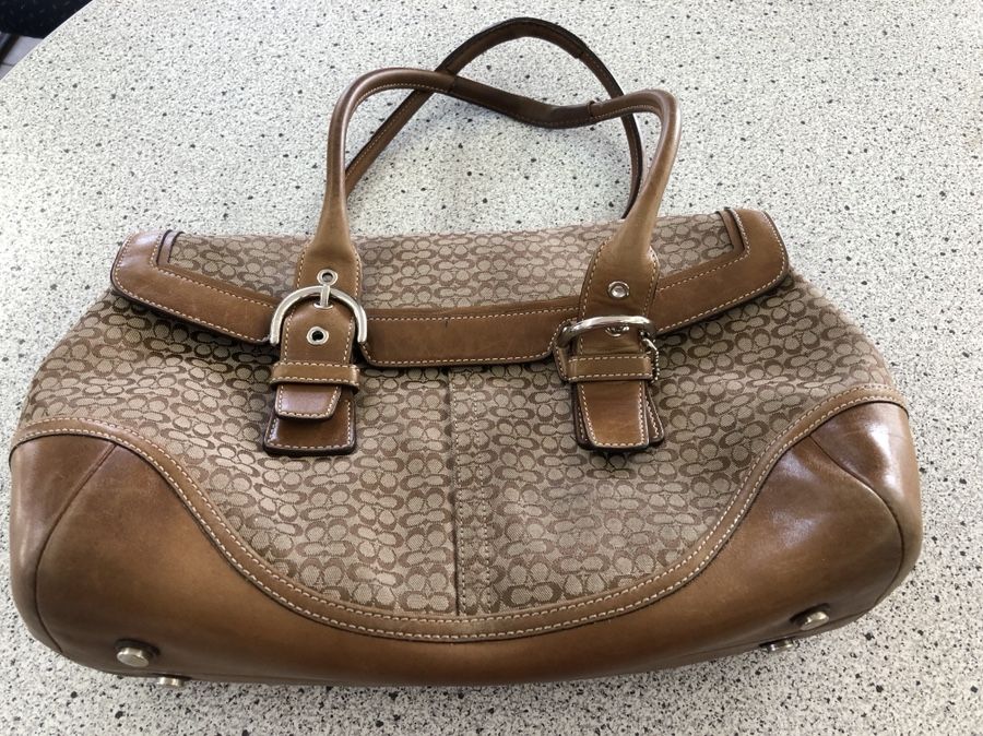 Coach Brown Signature Soho Satchel #7080 with wallet and checkbook