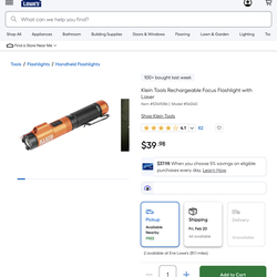 Klein flashlight with laser