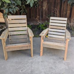 Two Solid Wood Adirondack Chairs with Cup Holders – $300 for Both or $150 Each
