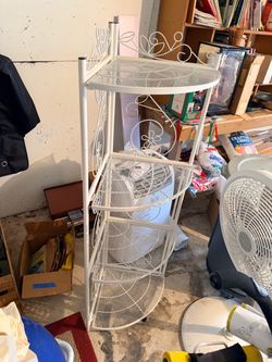 White Metal 4-Tier Corner Shelf / Plant Stand – $25