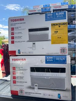 Aire Toshiba 8,000 BTU 115-Volt Smart Wi-Fi Touch Control Window Air Conditioner with Remote for up to 350 sq. ft. in White