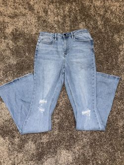 Fashion Nova Light Blue Flare Jeans Size 11