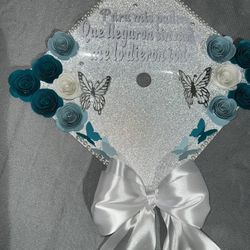 Cap Topper Para Gorro De Graduación 👩‍🎓 (elige A Tu Gusto Colores, Flores Y La Frase Que Más Te Guste 