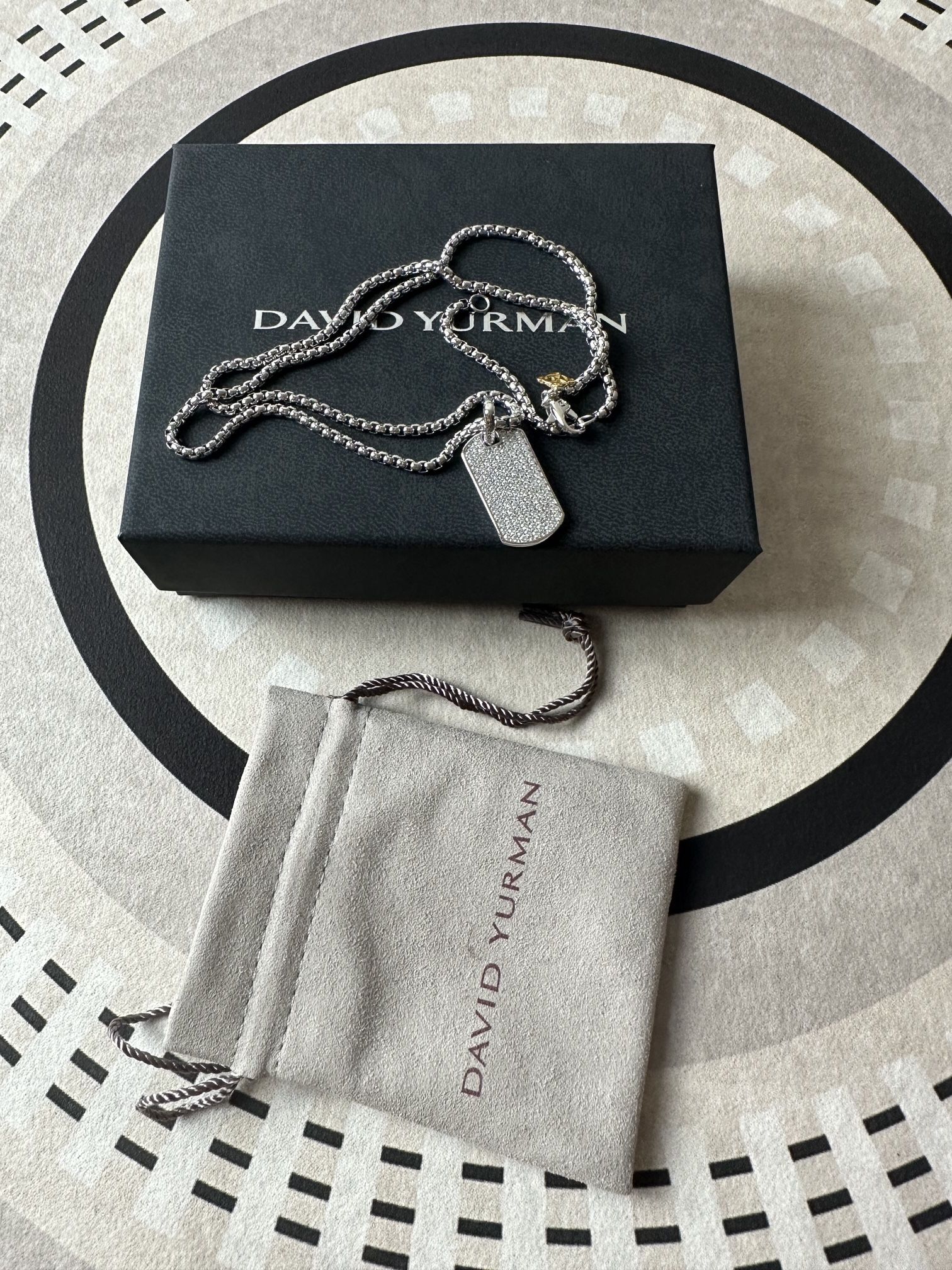 David Yurman 21-inch white dog tag pendant