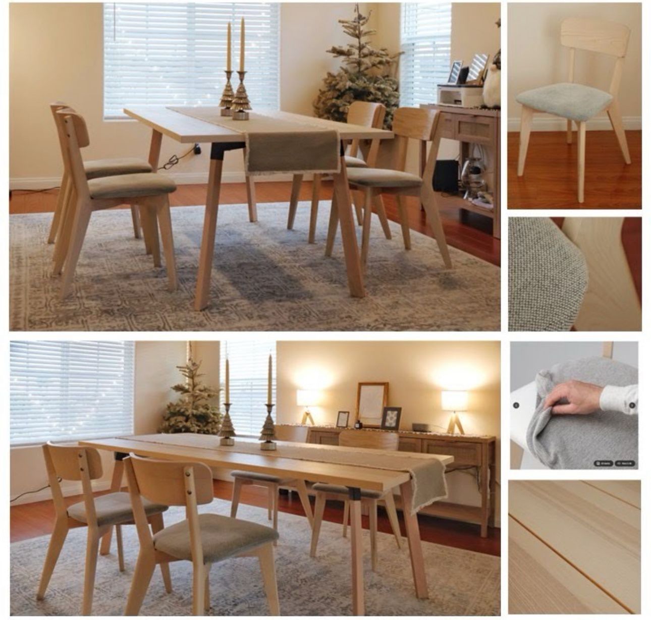 dining table + 4 padded chairs