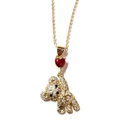 Gold Plated Ruby Bear Necklace Pendant 