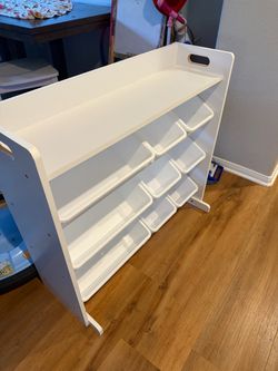White Kids Toy Storage Organizer with Bins